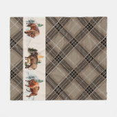 ギンガムプレイドウォーターカラーバイソンバッファロー素朴 フリースブランケット (正面(横))