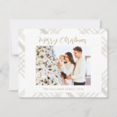 ギンガムプレイド水彩写真白クリスマス シーズンカード (正面)