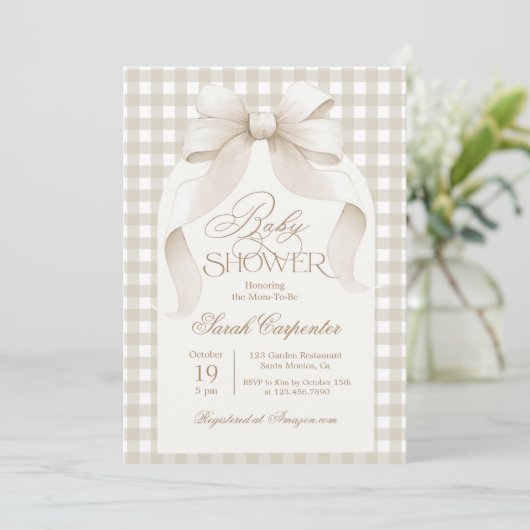 ギンガムベビーシャワーへの招待 招待状 (スタンド正面)