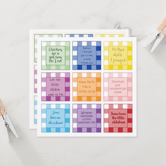 ギンガムベビー誕生発表信仰ベース カード (正面/裏面インサイチュ)