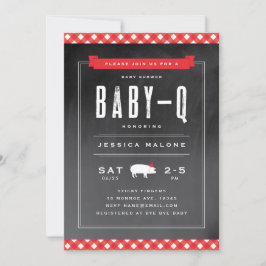 ギンガムベビーBBQベビーシャワー 招待状