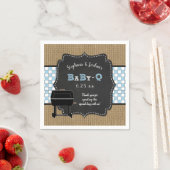 ギンガムベビーQ男の子の赤ちゃんシャワーデコールbbq babyq スタンダードカクテルナプキン (インサイチュ)