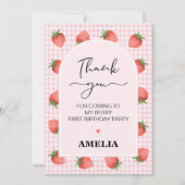 ギンガムベリースウィート1st誕生日サンキューカード 招待状 (正面)