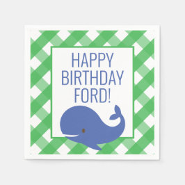 ギンガムホエーパーソナライズされたルパーティーナプキン スタンダードカクテルナプキン