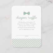 ギンガムボウタイ赤ちゃんシャワーグリーンおむつラッフル エンクロージャーカード (正面)