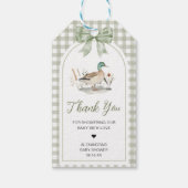 ギンガムマラードアヒル赤ちゃんシャワーメッセージカード ギフトタグ (正面)