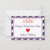 ギンガムモノグラムバレンタイン教室カード ノートカード (正面)
