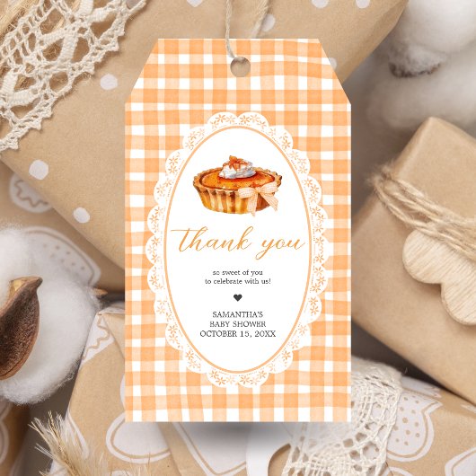 ギンガムリトルかわいこちゃんパイ赤ちゃんシャワーメッセージカード ギフトタグ