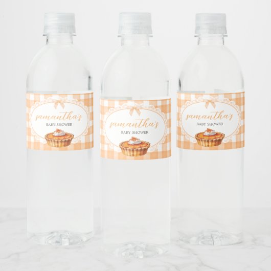 ギンガムリトルかわいこちゃんパイ赤ちゃんシャワー ペットボトルラベル (ボトル)
