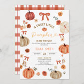 ギンガムリトルカボチャ素朴ベビーシャワー招待状 招待状 (正面/裏面)