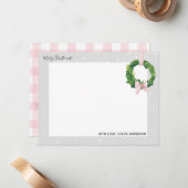 ギンガムリボンのリース ホームフォーザホリデイズ ノートカード (正面/裏面インサイチュ)