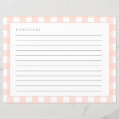 ギンガムレシピ赤面ピンクチェックかわいいレシピカード (裏面)