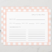 ギンガムレシピ赤面ピンクチェックかわいいレシピカード (正面/裏面)