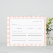 ギンガムレシピ赤面ピンクチェックかわいいレシピカード (スタンド正面)