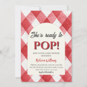 ギンガムレッド彼女はニュートラルポップ・アートのベビーシャワーに準備ができている 招待状 (正面)