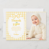 ギンガムレモンをテーマにした誕生日の写真 サンキューカード (正面)