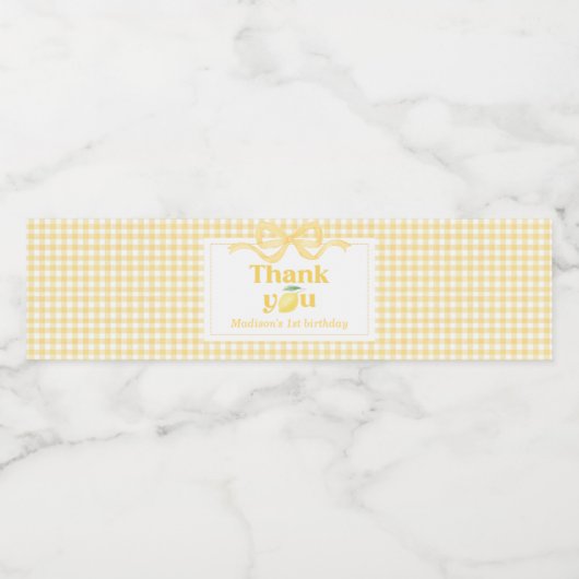 ギンガムレモンをテーマにした誕生日 ペットボトルラベル (シングルラベル)