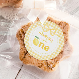 ギンガムレモンをテーマにした誕生日 ラウンドシール