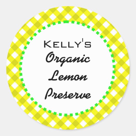 ギンガムレモンジャムのラベル ラウンドシール (正面)