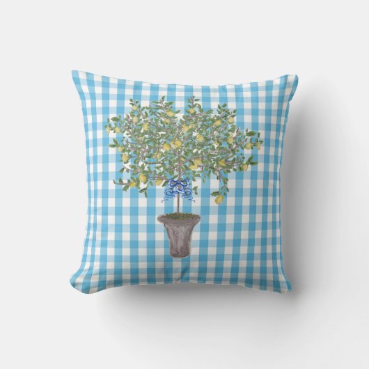 ギンガムレモンズレモンツリー  クッション (正面)