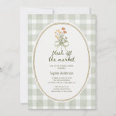 ギンガムワイルドフラワーオフザマーケットブライダルシャワー 招待状 (正面)