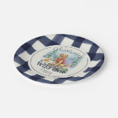 ギンガムワイルドワンゴールデンレトリバー1st誕生日 ペーパープレート (アングル)