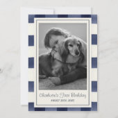 ギンガムワイルドワンゴールデンレトリバー1st誕生日 招待状 (裏面)