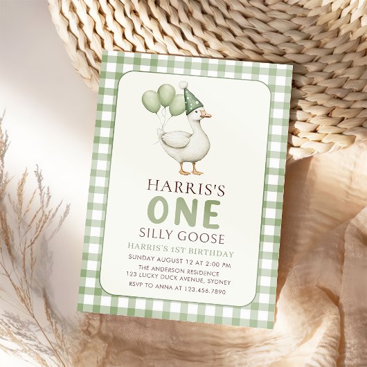 ギンガムワン間抜けガチョウ1歳招待状 招待状