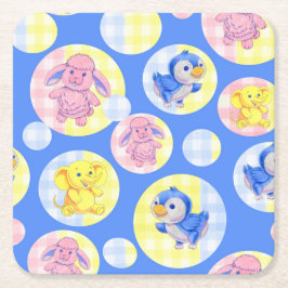 ギンガム動物コースター スクエアペーパーコースター