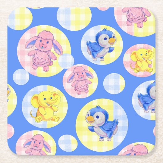 ギンガム動物コースター スクエアペーパーコースター (正面)