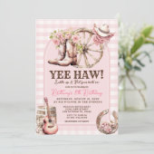 ギンガム女性のカーボーイウェスタン8TH誕生日 招待状 (スタンド正面)