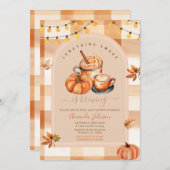 ギンガム甘いものが赤ちゃんシャワーを醸造している 招待状 (正面/裏面)