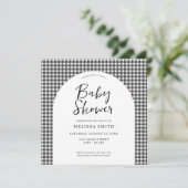 ギンガム白黒市松模様にプライドベビーシャワー 招待状 (スタンド正面)