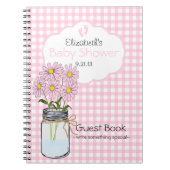 ギンガム石大工の瓶のベビーシャワーの来客名簿 ノートブック (正面)