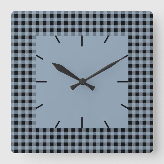 ギンガム石板とブラック スクエア壁時計 (正面)