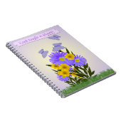 ギンガム蝶とヤナギパーソナライズされた花 ノートブック (右側)