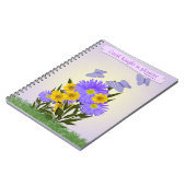 ギンガム蝶とヤナギパーソナライズされた花 ノートブック (左側)