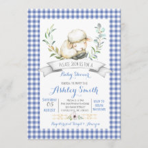 ギンガム農場の羊のベビーシャワーの招待状
