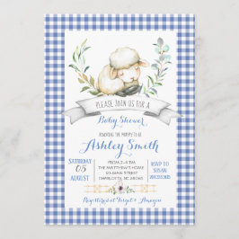 ギンガム農場の羊のベビーシャワーの招待状 招待状