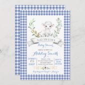 ギンガム農場の羊のベビーシャワーの招待状 招待状 (正面/裏面)