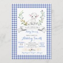 ギンガム農場の羊のベビーシャワーの招待状