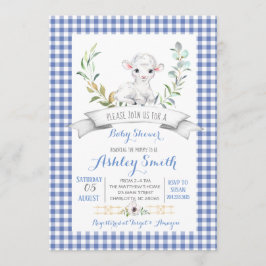 ギンガム農場の羊のベビーシャワーの招待状 招待状