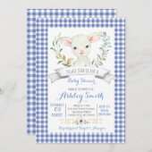 ギンガム農場の羊の赤ちゃんシャワーの招待 招待状 (正面/裏面)