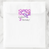 ギンガム飛行機の誕生日パーティーのお気に入り |薄紫 スクエアシール (バッグ)