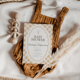 ギンガム・ゴース・ジェンダーニュートラル・ベビーシャワー招待状 招待状