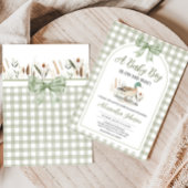 ギンガム サージュグリーン マラード ダック ベイビー シャワー 招待状