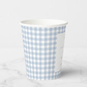 ギンガム シンプル リボン ダスティーブルー 男の子 ベビーシャワー 紙コップ (右)