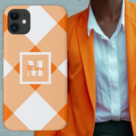 ギンガム – ダークアンドパステルオレンジフォンケース iPhone 11 ケース