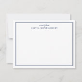 ギンガム ネイビーブルーとホワイト パーソナル ノートカード (正面)