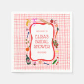 ギンガム ピクニック モダン かわいい オーダーメイド ブライズシャワー スタンダードカクテルナプキン (正面)